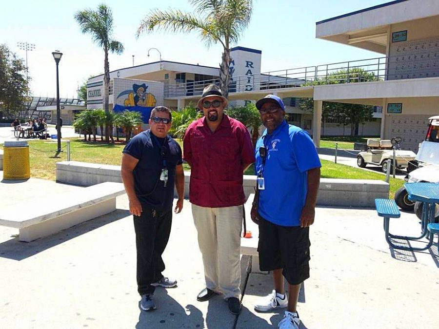 Mr. Antoine Latimer, right, with fellow supervisor Mr. Pete Rivas and paraeducator Mr. Fernando Calzada